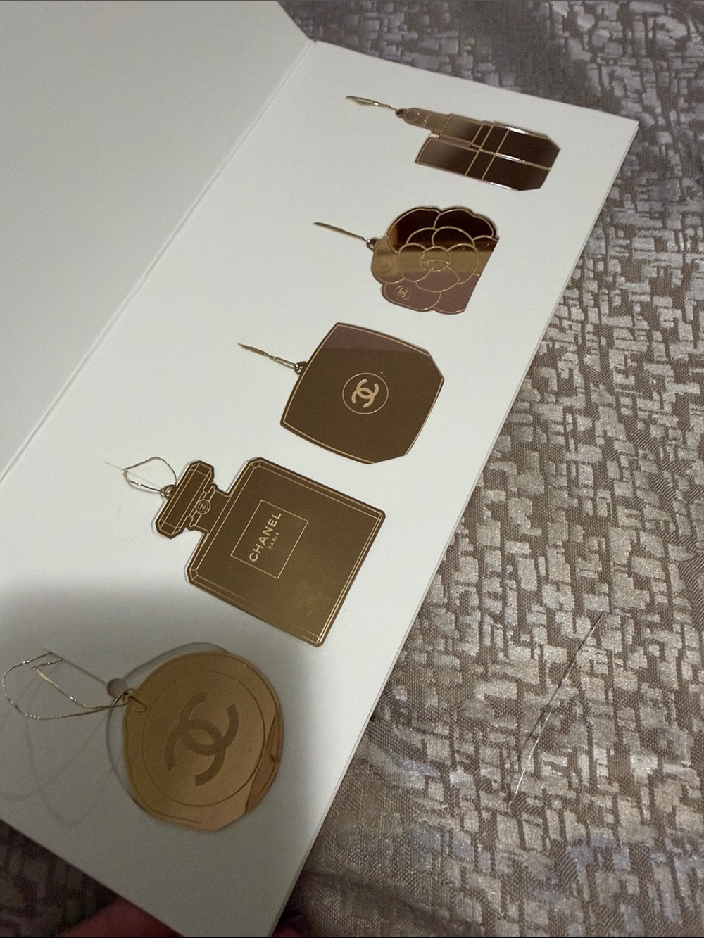 CHANEL Gold Decorative Gift Tags - Set of 5 Metallic Charms